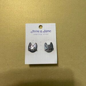 Sterling silver cat earrings